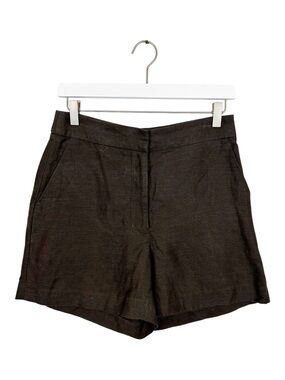 Wilfred High-Waist Dark Brown Linen-Blend Shorts Women's Size 6